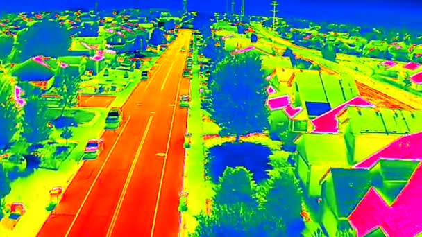 False Color High Definition Thermal Urban Environment Showing Effectiveness Grass — Wideo stockowe