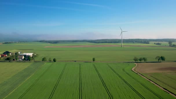 Aerial Shot Wind Turbines Generating Green Energy — Video Stock