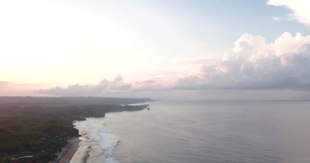Voo Drone Elevado Sobre Costa Ilha Java Indonésia Nascer Sol — Vídeo de Stock