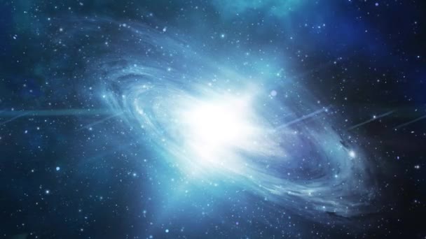 Spiral Galaxy Bright Light Middle Moving Dark Space — Video Stock