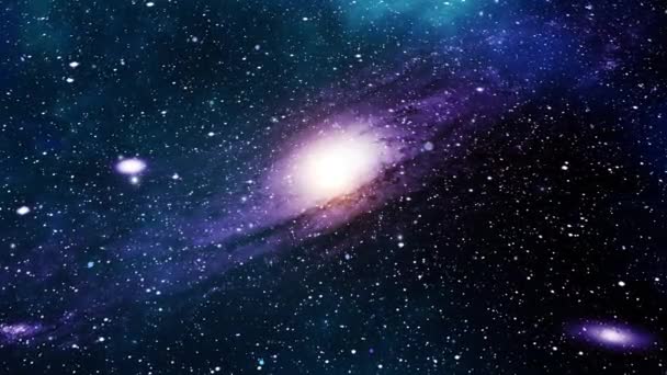 Загадкова Галактика Яскравим Центром Посередині Темному Просторі — стокове відео