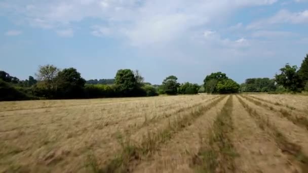 Fast Drone Shot Flying Farm Fields English Countryside — Stok video