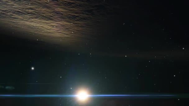 Permukaan Planet Bumi Ruang Angkasa Dengan Planet Matahari — Stok Video