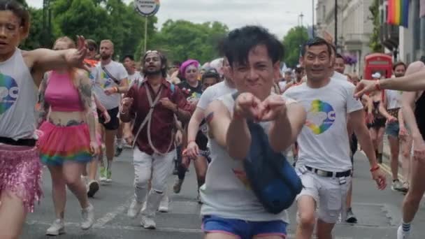 Pride Marchers Dancing Exuberantly Slow Motion — 비디오