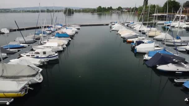 Boats Harbor Lake Zug Switzerland — стокове відео