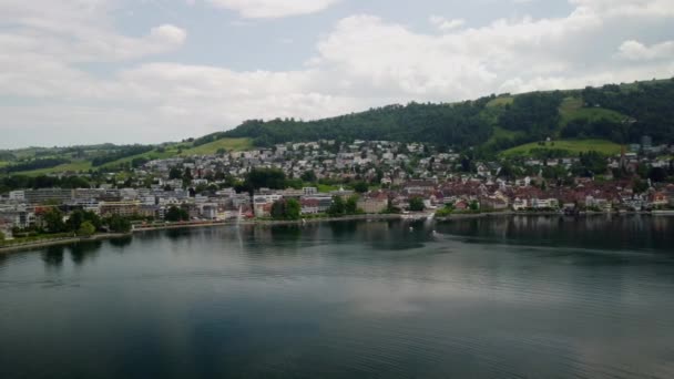 Lateral Flight City Zug Switzerland — ストック動画
