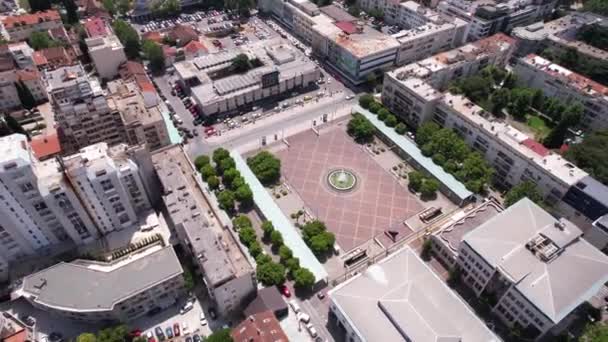 Podgorica Montenegro Aerial View Independence Square Municipal Assembly Downtown Buildings — стокове відео