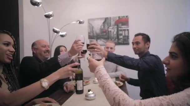 Group Talking Smiling Laughing Doing Cheers — Stock video
