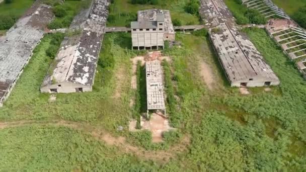 Aerial View Abandoned Building Rural Europe — Stockvideo