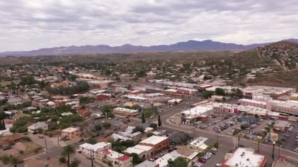 Drone Flight Homes Buildings Nogales Arizona Mexico Other Side Fence — Vídeos de Stock