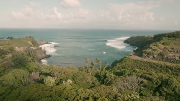 Vintage Aerial Look Honokohau Bay Maui Hawaii Hawaiian Feels Sunset — стокове відео