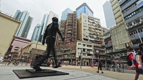 Timelapse Human Statue Exhibition Kwun Tong Industrial Area Hong Kong — Video