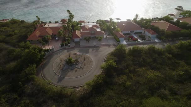 Aerial Shot Waterfront Villas Small Caribbean Island — Video Stock