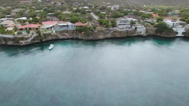 Aerial Trucking Shot Lagun Caribbean Clear Emerald Waters — Video Stock