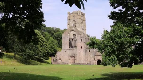 Video Footage Ruined Cistercian Monastery Fountains Abby North Yorkshire — Wideo stockowe