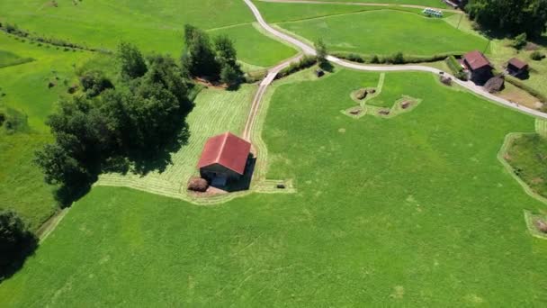 Luchtfoto Van Boerderij Velden — Stockvideo