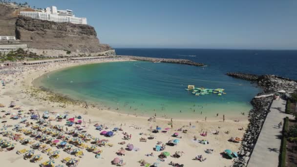 Stunning Aerial View Playa Amadores Artificial Beach Gran Canaria — Video
