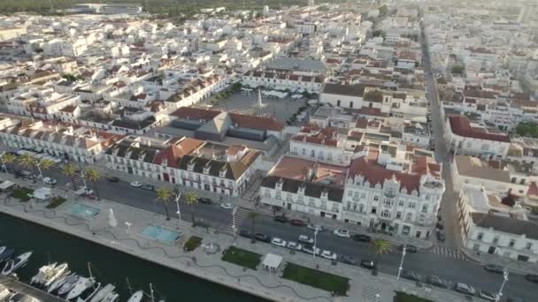 Aerial View Praa Marqus Pombal Vila Real Santo Antonio Marina — Stock video