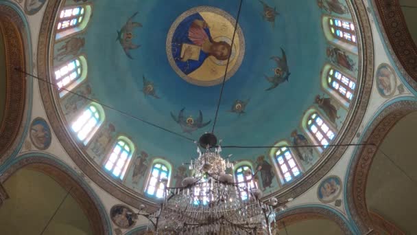 Ceiling Greek Orthodox Church George Coptic Cairo Egypt Look Dome — Stockvideo