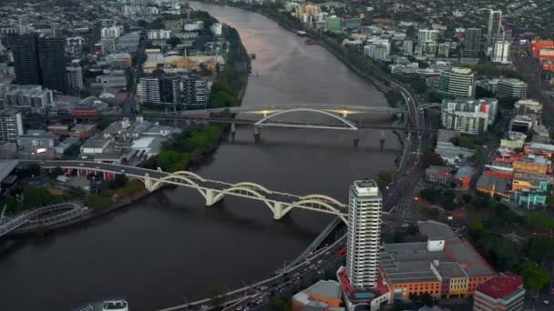 Aerial View William Jolly Bridge Merivale Bridge Brisbane Queensland Australia — ストック動画