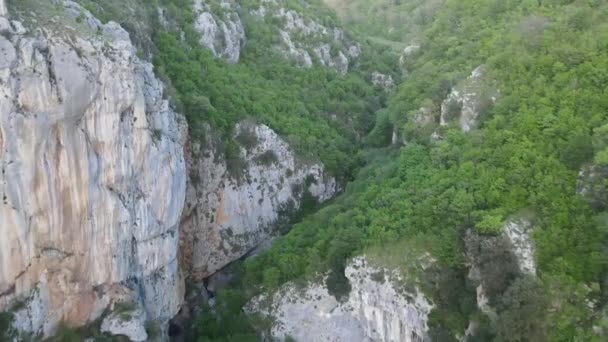 Aerial Drone View Cliff Albanian Canyon Syri Ciklopit Albanian Nature — Stock video