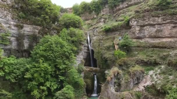 Aerial Drone View Ujevara Pashtures Wild Waterfalls Nivica Canyon Cliffs — Video
