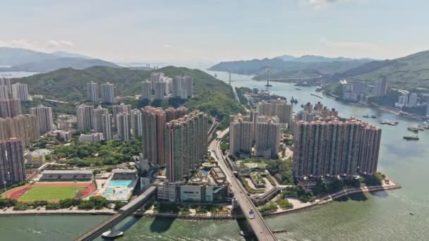 Aerial Drone City View Tsing Island Hong Kong — ストック動画