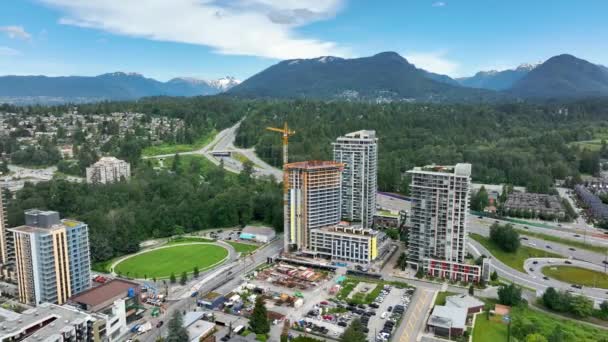 Lynnmour Neighborhood High Rise Buildings North Vancouver Canada Aerial Drone — Stockvideo