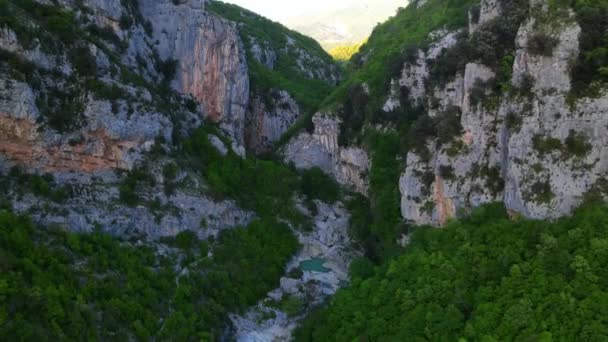 Aerial Drone View Cliff Albanian Canyon Syri Ciklopit Albanian Nature — Stock video
