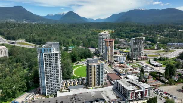 High Rise Architectures Neighbourhood Lynnmour British Columbia Canada Aerial Drone — Stock video