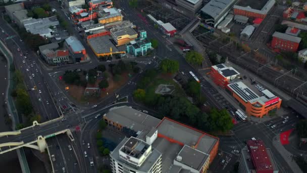 Top View Intersections Roma Street Brisbane Queensland Αυστραλία Αεροπλάνο Drone — Αρχείο Βίντεο