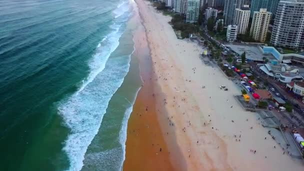 Scenic Seascape Gold Coast Queensland Australia Aerial Drone Shot — Stockvideo