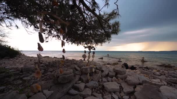 Artistic Wind Chime Crib Mobile Built Seashells Shells Clams Istria — Stock Video