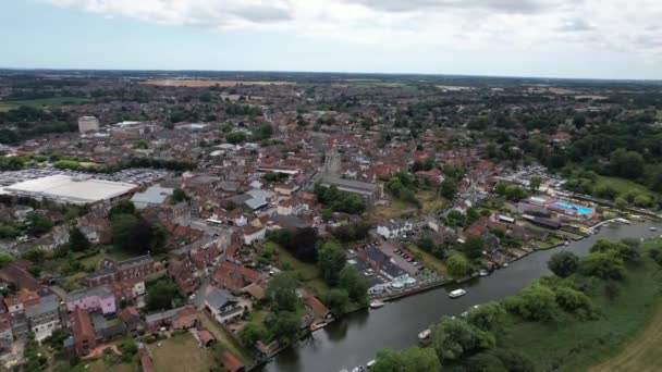 High Drone Aerial View Beccles Town Suffolk — Stok video