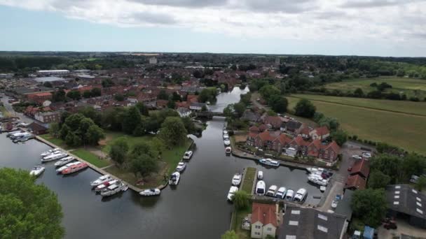 Quay Beccles Town Suffolk Drone Aerial View — 비디오