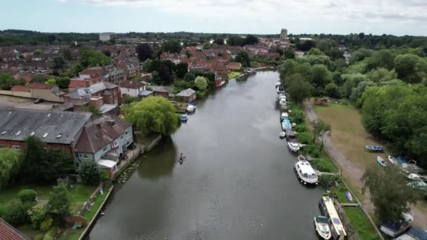 Riverside House Waveney Beccles Town Suffolk Drone Aerial View — Stock Video