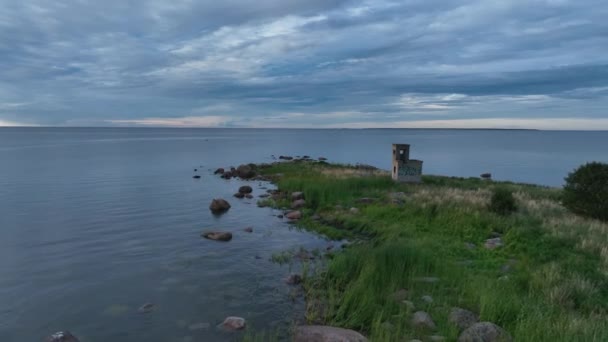 Aerial Footage Building Border Guard Post Soviet Occupation Estonia Now — Vídeo de Stock