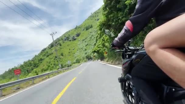 Riding Back Motorcycle Empty Road Coast Vietnam — Video Stock