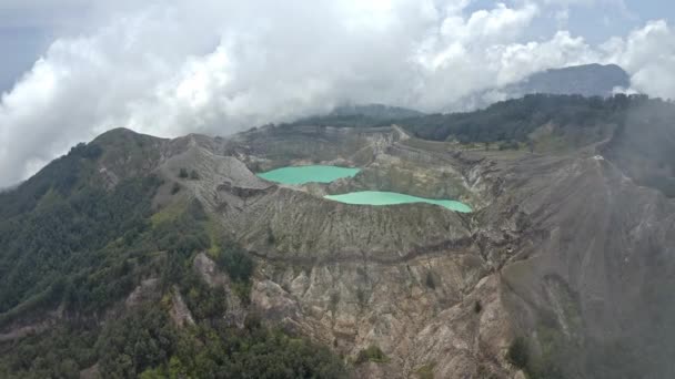 Top View Kelimutu Gunung Kelimutu Indonesia — стоковое видео