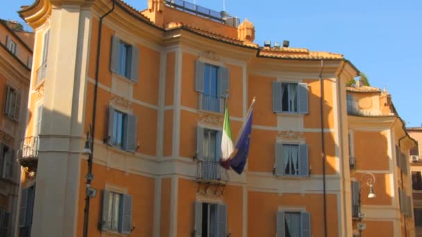 Baroque Facade Exterior Saint Ignatius Loyola Summer Rome Italy Panning — Stockvideo