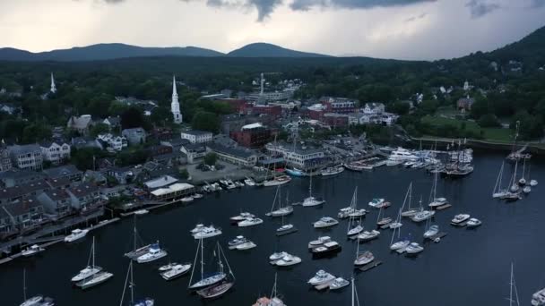 Amazing Scenic Coastal Landscape Maine Harbor Usa Settlement Seaside Port — Wideo stockowe