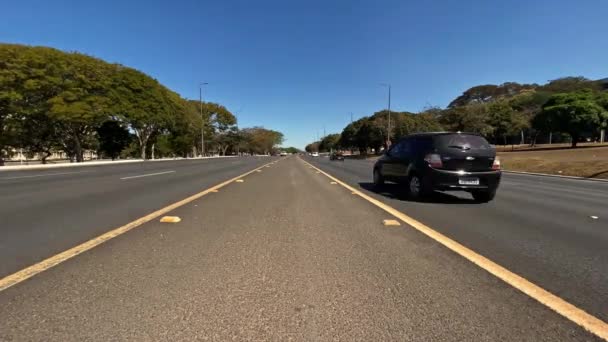 Traffic Four Lane Road Brasilia Brazil Time Lapse — 비디오