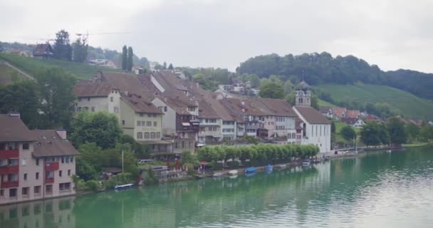 Scenic View Old European Town Border Balvaria Germany Switzerland Rhine — Vídeos de Stock