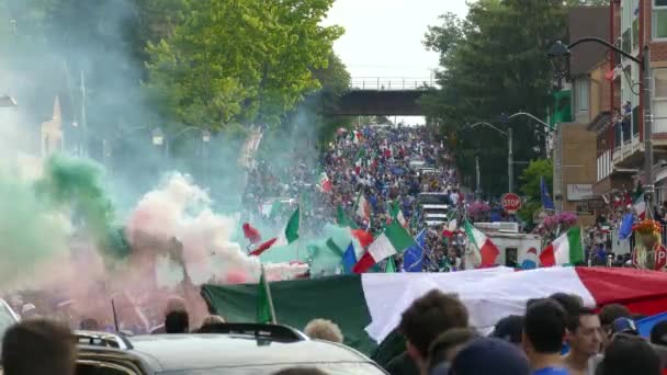 Celebrations Streets Woodbridge Canada Greater Toronto Area Italian Football Tournament — Vídeos de Stock