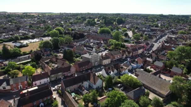 Hadleigh Town High Street Suffolk Drone Εναέρια Άποψη — Αρχείο Βίντεο