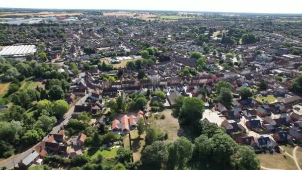 Hadleigh Town Suffolk Pull Back Reveal Drone Aerial View — Stockvideo