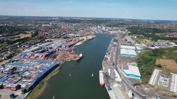 Ipswich Port Marina Town Suffolk Drone Aerial View — Wideo stockowe