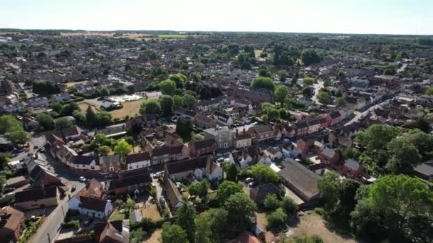 Hadleigh Town Suffolk Reverse Drone Aerial View — Stockvideo