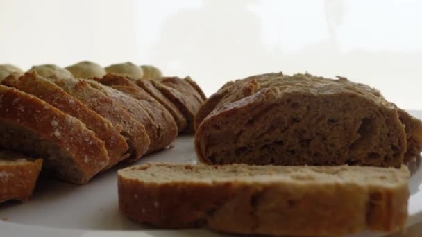 Close Sliced Bread Background — Αρχείο Βίντεο