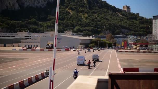 Traffic Going Winston Churchill Avenue Gibraltar Airport Slow Motion — Stok video